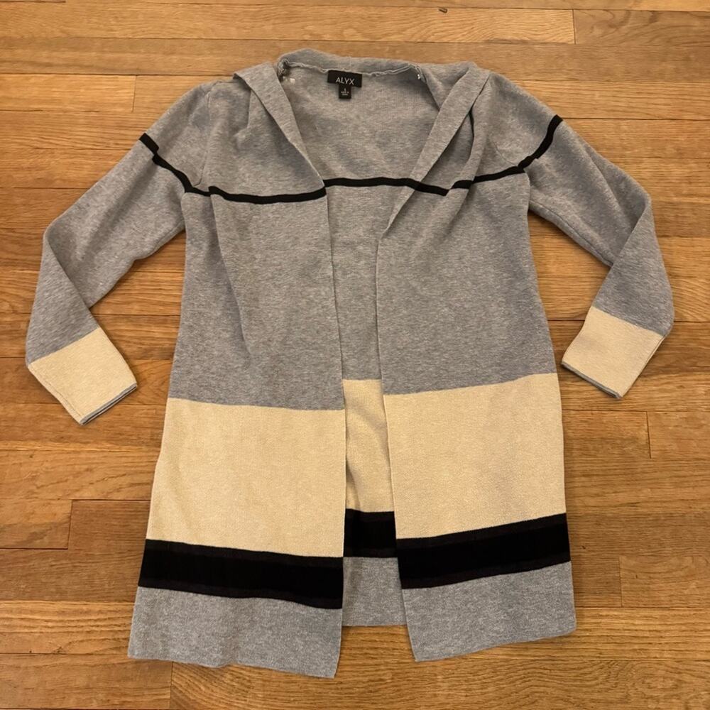 Alyx gray black long sleeve open front cardigan sweater size small S
b44